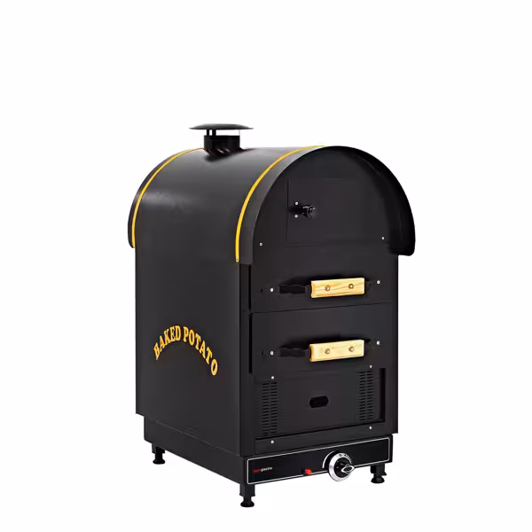 Gas Kumpir aardappeloven - mechanisch - 4,9kW - 500x700x950mm - RVS - met 2 laden