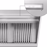 Cappa a parete Professionale Snack autoaspirante - 2600mm - Prof.900mm - con regolatore di velocità, filtri a labirinto antigrasso e illuminazione LED