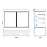 Vitrine pentru prăjituri - Vitrină panoramică - 1,8 m - 1850 litri - Rafturi 3 (LED)