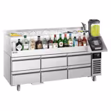 Cocktail voorbereidingstafel - werkbankmodel - 1600mm - 235L, 6 lades & 230V stopcontact
