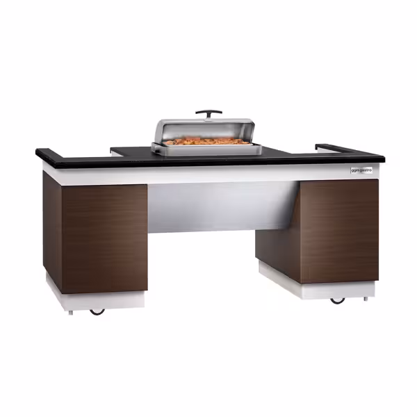 Banco buffet mobile per preparazione e servizio DUBLIN - 2000 mm - piano di lavoro in granito nero