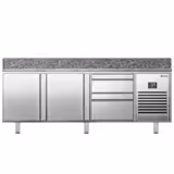 Banco pizza refrigerato PREMIUM PLUS - 1980x700mm - con 2 porte & 2 cassetti - piano in granito