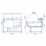 Vetrina refrigerata - 1300 mm - con illuminazione - pannello frontale rosso
