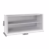 Rvs wandkast ECO - 1400x400mm - zonder deuren (open) - 650mm hoog
