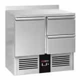 Kylbänk PREMIUM - 900x700 mm - 240 l - Frontpanel Svart - Statisk kyla - GN 1/1 - med 1 dörr - med 2 lådor - med bakkant