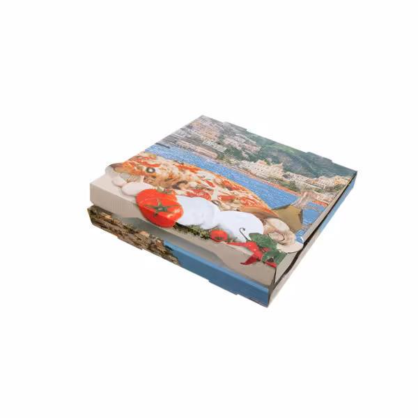 (100 pcs) Boîte à pizza - POSITANO - Côte méditerranéenne - 30x30x4cm