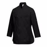 (5 pièces) Veste de cuisine femme manches longues - Noir - Taille : L
