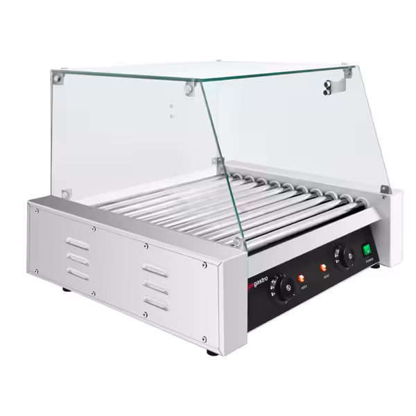 Würstchengrill / Hot Dog Grill - mit 11 Rollen & Glasaufsatz
