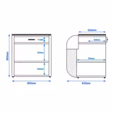 Kasa Bankosu KUVA - 800mm - Ön panel Siyah - Siyah granit üst tabla