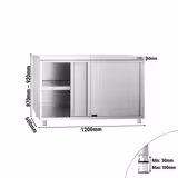 Table armoire en acier inoxydable PREMIUM - 1200x600mm - avec portes coulissantes