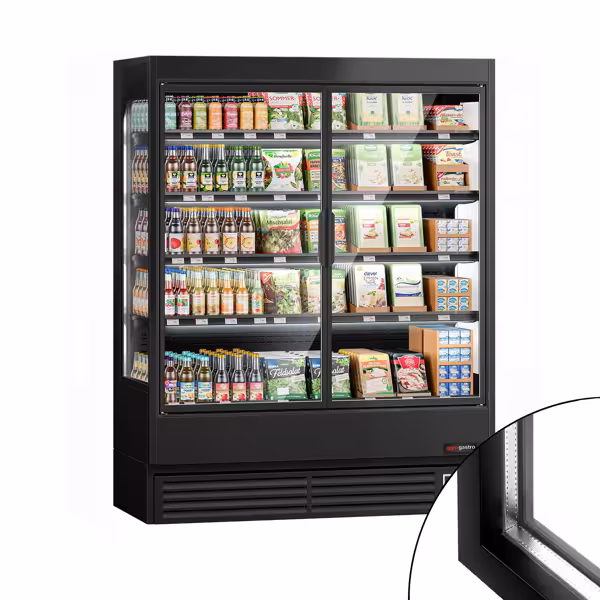 Commercial multideck display fridge - 1524mm - 693L - with 2 hinged glass doors & 4 shelves - Black