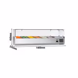 Kylränna ECO - 1400x335 mm - 6x GN 1/4 - med glasskydd