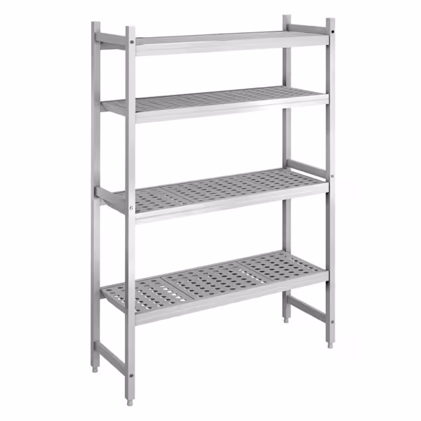 Aluminium/kunststof stelling - 1066x1685mm - Diepte: 360mm - met 4 schappen - Draagvermogen totaal: 450kg