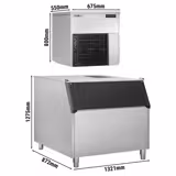 Machine à glaçons en flocons - 550kg/24h - incl. bac à glaçons