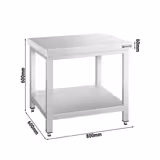 Mesa de base em aço inoxidável 800x600mm - com prateleira de base sem suporte