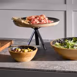 (6 pcs) Bowl - MANGO - Mango Wood - 0.8L - square - 200x200mm - Depth: 75mm - Black-Gold