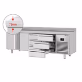 Koelwerkbank PREMIUM PLUS - 2452x700mm - met 2 deuren - met 6 lades - met opstand