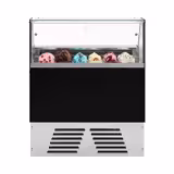 Ice Cream Serve Over Counter | EMMA - 1190mm - Ventilated cooling - with LED lighting - for 6 x 5 litres Napoli pans or 4 x 7 litres - Black - rear sliding doors
