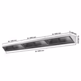 Commercial Wall-Mounted Extraction Canopy - 5800mm - with Baffle Filters & LED Lighting