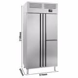 Koelkast RVS PREMIUM PLUS - GN 1/1 - 974mm - 745liter - tot +8°C - met 3 deuren - geforceerde koeling, automatische ontdooiing, LED‑verlichting & legroosters