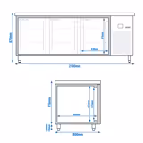 Tavolo refrigerato pasticceria PREMIUM - 2100x800mm - Ventilata - 456 L - con 3 porte