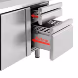 Mostrador refrigerado PREMIUM PLUS - 1468x600mm - de trabajo - 1 puerta y 2 cajones - refrigeración ventilada - con alzatina