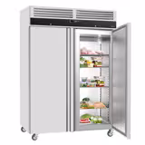 Upright Fridge Stainless steel ECO - 1180L - with 2 doors - On castors - Lockable