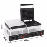 Waffeleisen - Doppelt - Manuell - 4 kW - Form: 2 Brüsseler Waffeln - Backplatten teflonbeschichtet