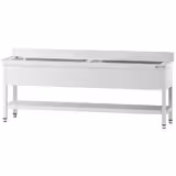 Évier pour casseroles Premium - 2000x700 mm - avec fond et 2 bacs