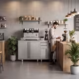 Tavolo armadiato - per Macchina da caffè Americano - 1000x600mm - con 2 ante battenti e alzatina