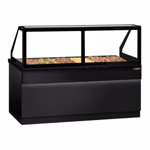 Warmhoudvitrine TORONTO - 2100mm - Zwarte voorkant - voor 6x GN 1/1 - Zwart granieten werkblad