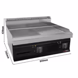 Elektrische bakplaat - 13,8kW - 1/2 glad 1/2 geribbeld - Bakoppervlak: 795x535mm