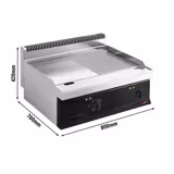 شواية مسطّحة كهربائية تجارية - 13,80 kW - أملس ومُضلّع - مساحة الشواء: 795x535mm