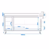 Edelstahl Arbeitsschrank PREMIUM - 1800x700mm - mit 3 Schubladen links & Aufkantung