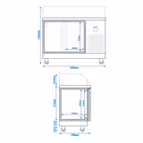 Commercial Saladette Prep Station PREMIUM – Glass Top – 1400 mm – 2 Doors – 6x GN 1/6