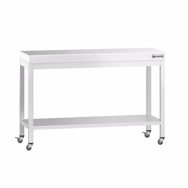 PREMIUM stainless steel workbench - 1200x700mm - with base shelf & castors