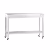 Edelstahl Arbeitstisch PREMIUM - 1200x600mm - mit Grundboden & Rollen