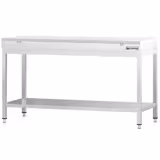 Edelstahl Arbeitstisch PREMIUM - 1800x600mm - mit Grundboden - inkl. Schneideplatte Weiß