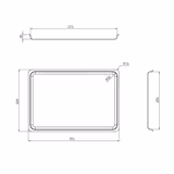 RVS display/dienblad - met rand - 393x268x20 mm