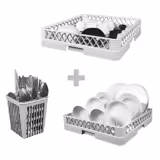 Lave-vaisselle professionnel - Panier 50x50cm - Commandes électroniques - 3,55kW - avec pompe de vidange + pompes doseuses détergent et liquide de rinçage
