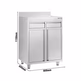 Werkkast - voor koffiemachine - 800x600mm - met 2 laden, 2 deuren & achterwand