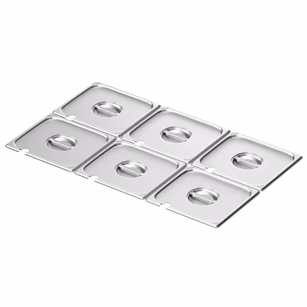 (6 Stück) Edelstahl-Deckel GN 2/3 - mit Löffelaussparung