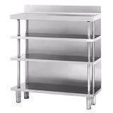 Mesa de trabalho de bar - Aço inoxidável - 1000x600mm - com 4 prateleiras