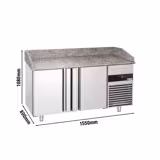 Pizzawerkbank PREMIUM - 1550x800mm - granieten werkblad - met 2 deuren