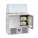 Commercial Saladette Counter ECO - 900mm - 240L - 2 doors - with glass canopy for 2 x GN 1/1 & 3 x GN 1/6