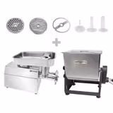 Malaxor de carne [ 22–28] - 25 kg - 1,1 kW - funcție reverse (înainte & înapoi) - incl. mașină de tocat carne - productivitate 450–480 kg/h - manual