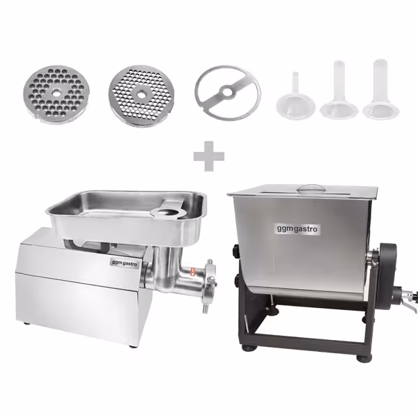 Lihasekoitin 22 - 28 l - 25 kg - 1,1 kW - Käänteistoiminto - sisältää lihamyllyn - 450–480 kg/h