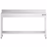 Masă lucru inox PREMIUM - 2,0 m - cu polita și rebord