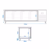 Bakery Counter Fridge PREMIUM PLUS - 2752x800mm - with 4 doors - granite worktop - capacity 850 litres