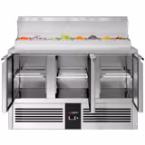 Pizza Hazırlık Buzdolabı PREMIUM - 1368x700mm - 3 Kapılı - 8 x GN 1/6